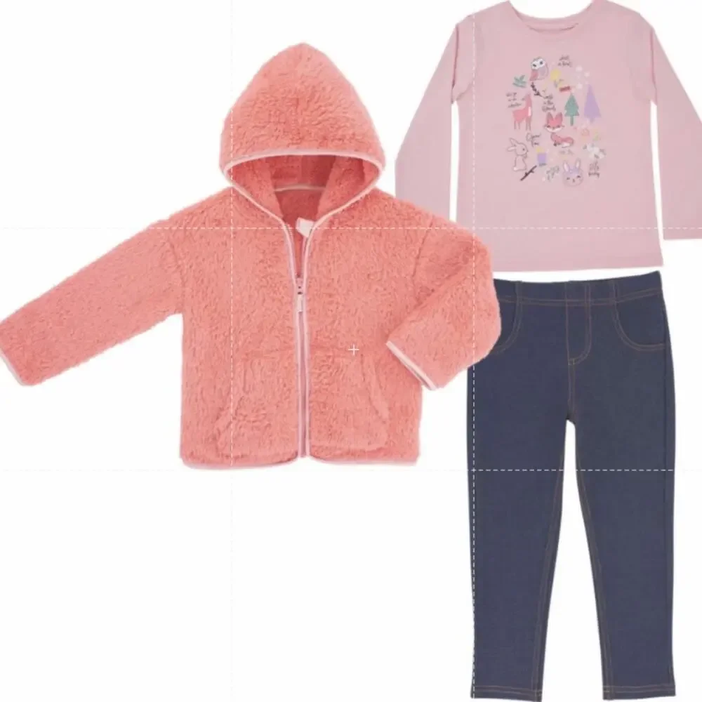 Member's Mark Matching Set 3‎ pieces 18M Girls Top Leggings Cozy Jacket Woodland